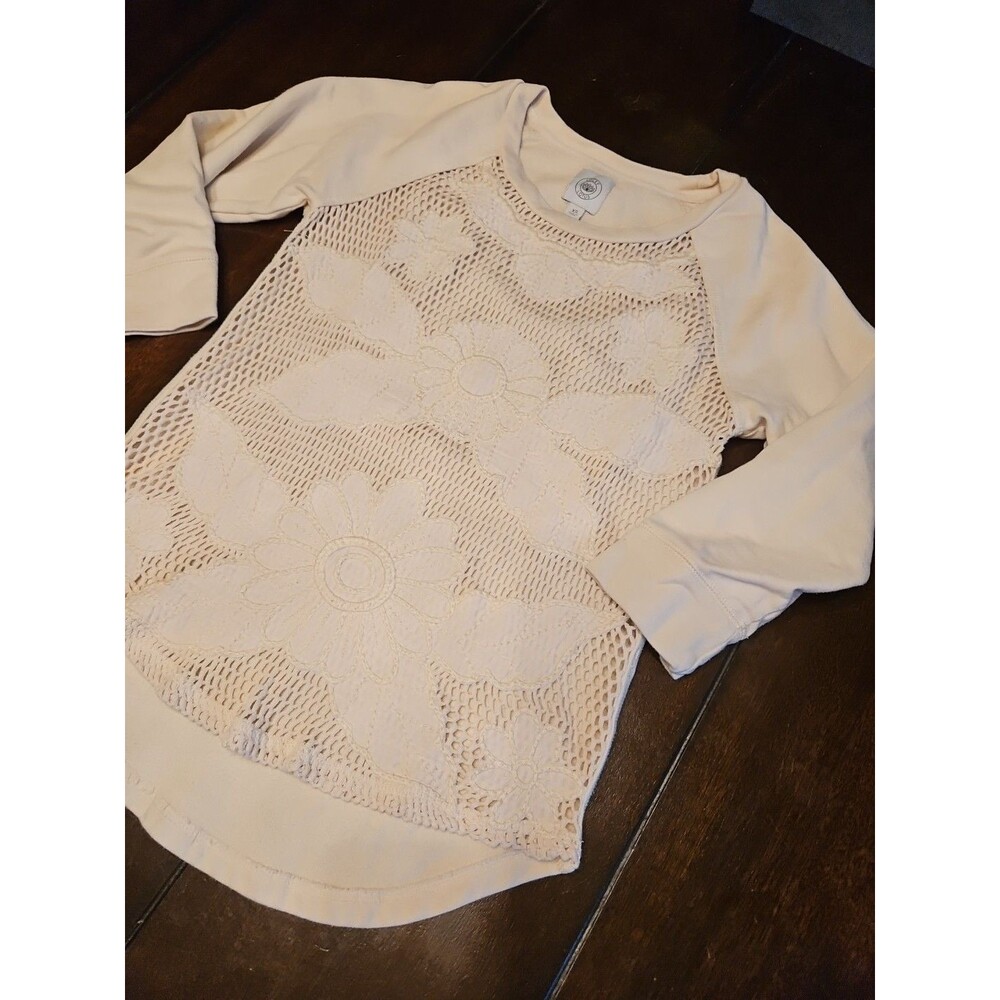 Lucky Lotus Sweater Ivory Pullover Softest Knitwear Womens XS Coastal Beachy